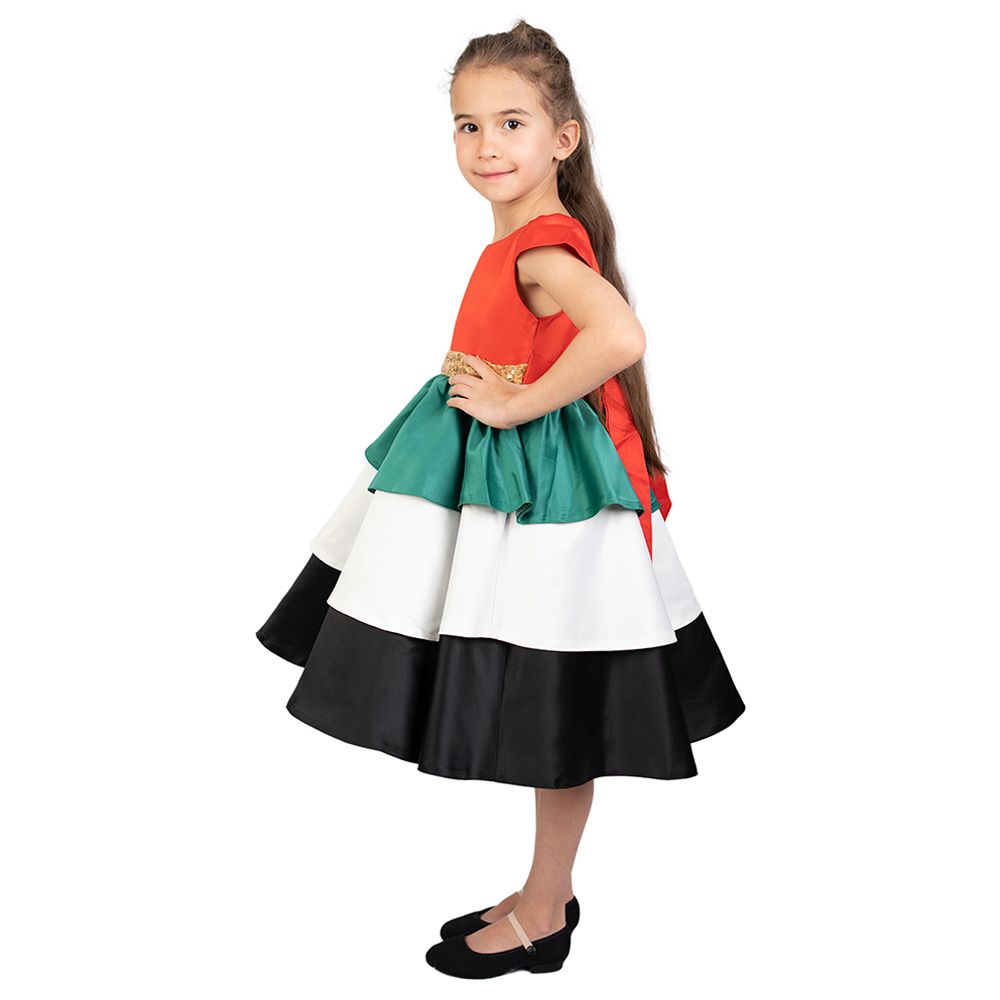 D' Daniela - UAE National Day Flag Dress w/ Gold Belt