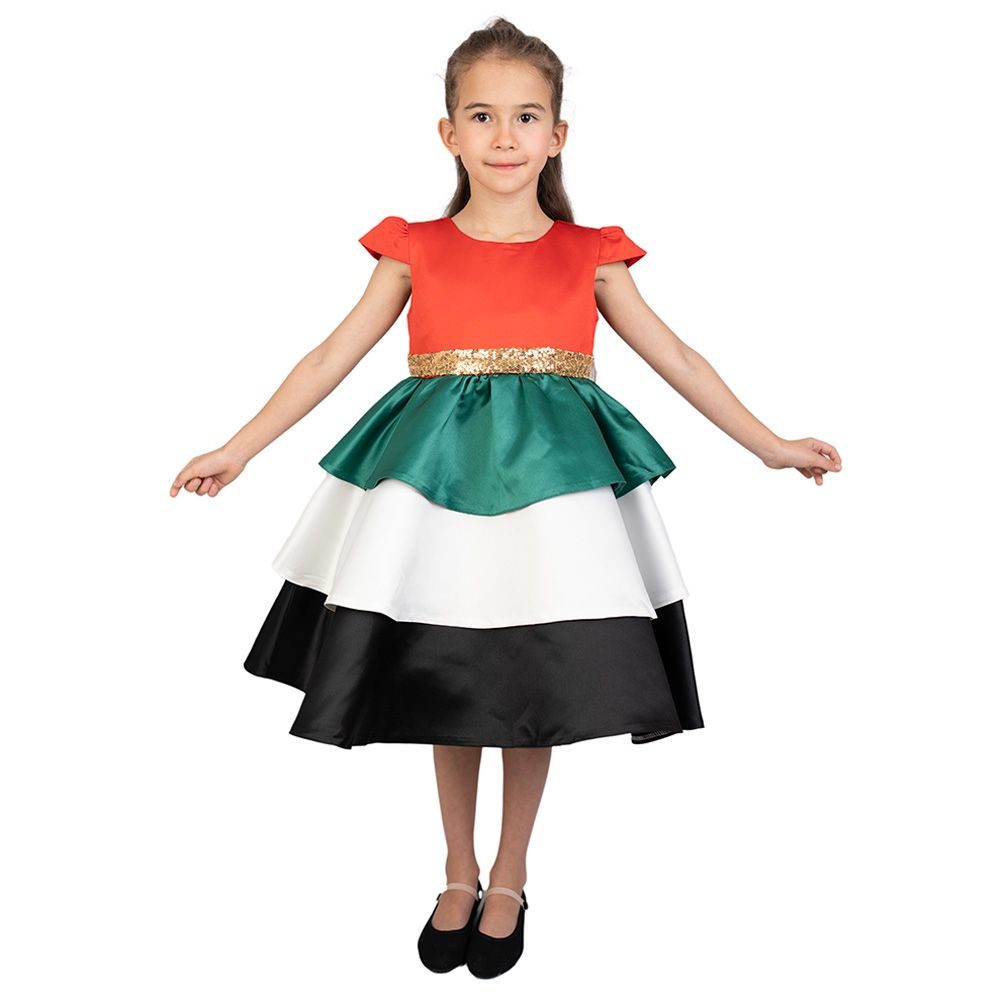 D' Daniela - UAE National Day Flag Dress w/ Gold Belt