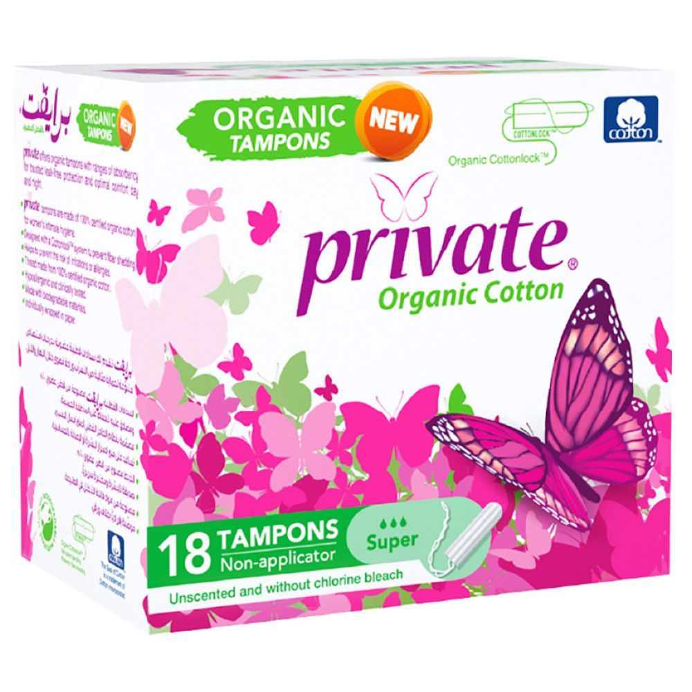 Private - Organic Non Applicator Tampon - Super - 18pcs