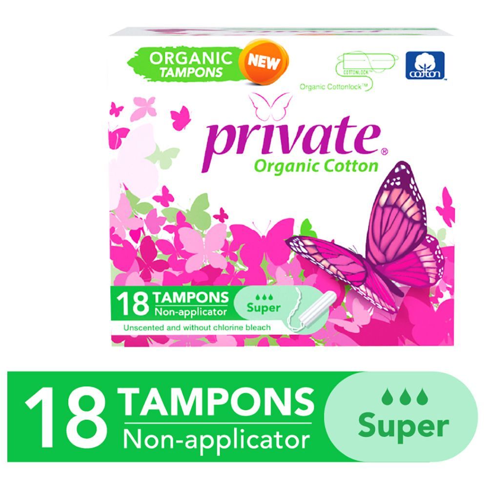 Private - Organic Non Applicator Tampon - Super - 18pcs