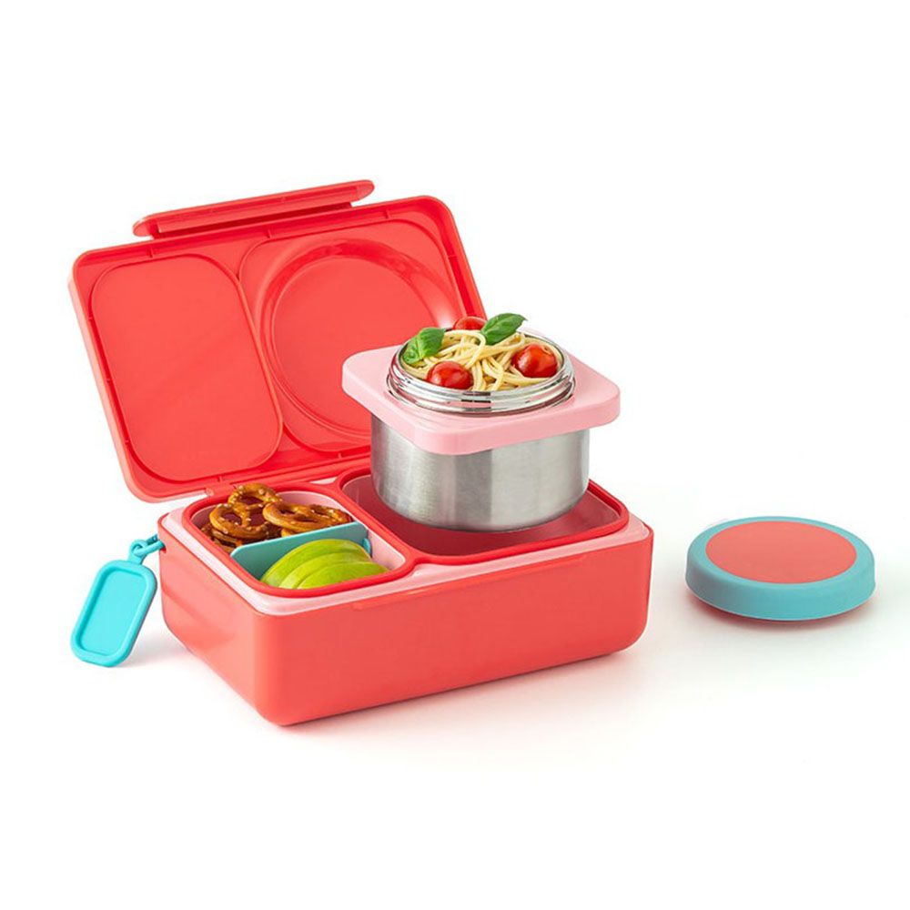 OmieBox - OmieLife Up Bento Box With Thermos And Ice Pack - Cherry Pink