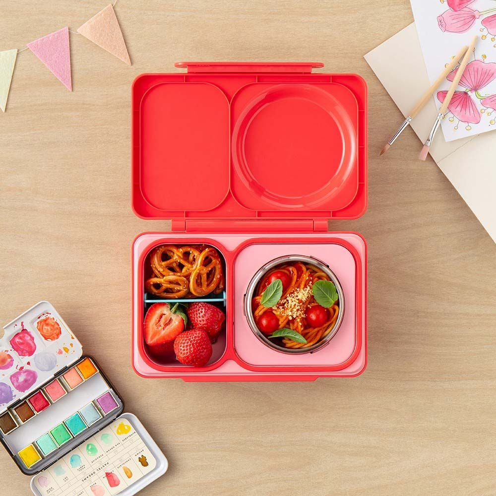 OmieBox - OmieLife Up Bento Box With Thermos And Ice Pack - Cherry Pink