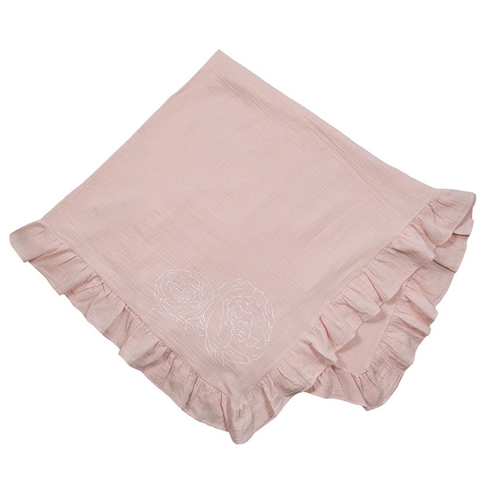 Pioen Baby - Bloom Ruffle Baby Blanket - Soft Pink