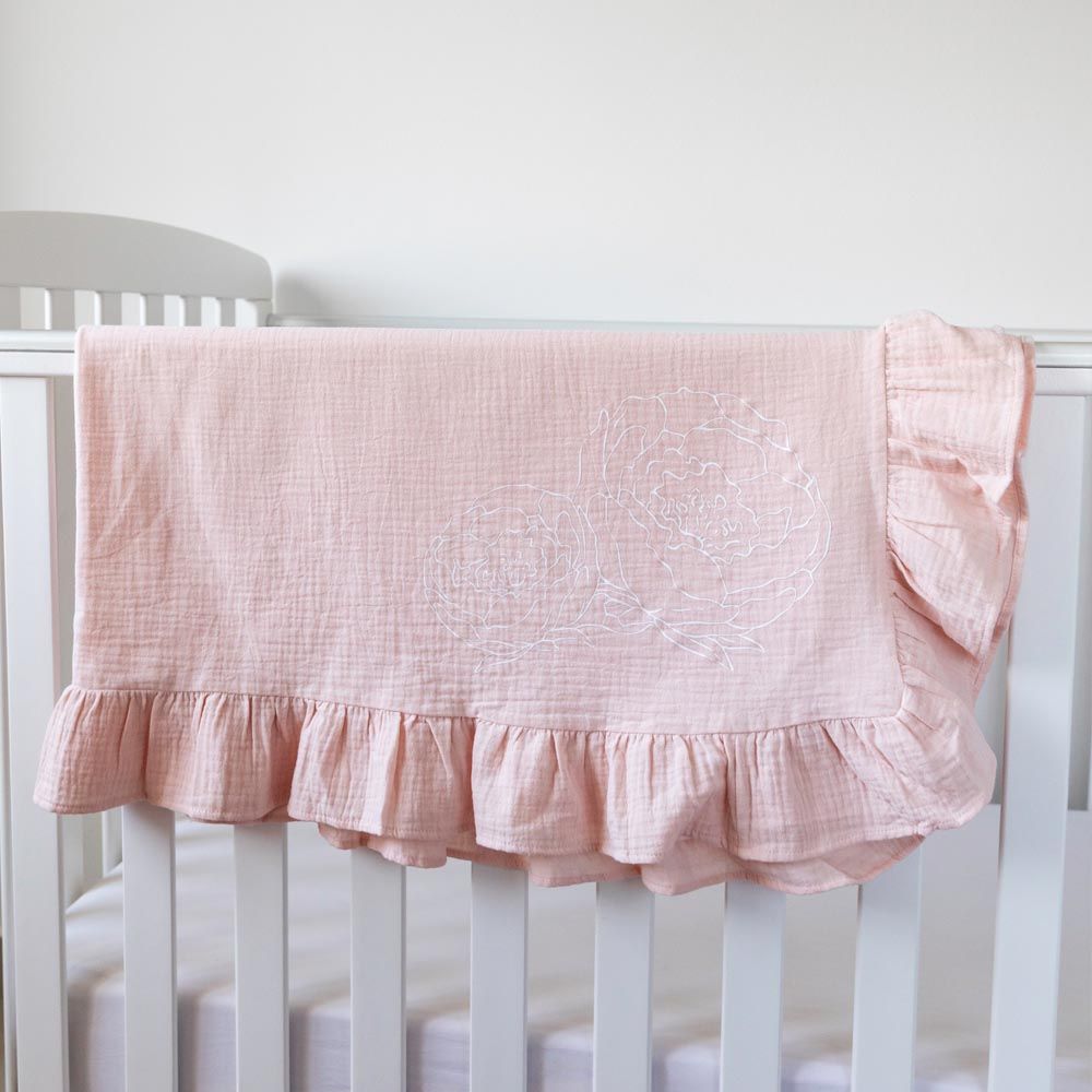 Pioen Baby - Bloom Ruffle Baby Blanket - Soft Pink