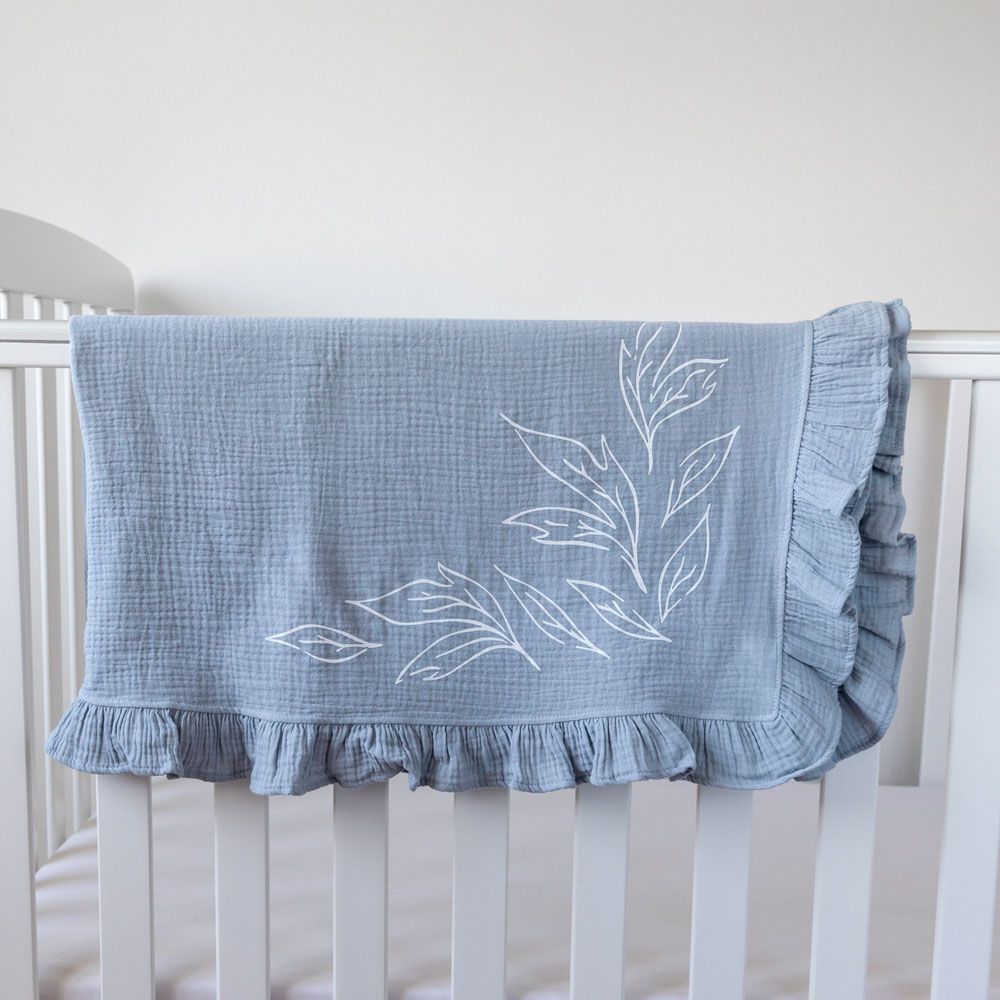 Pioen Baby - Petiole Ruffle Baby Blanket - Blue