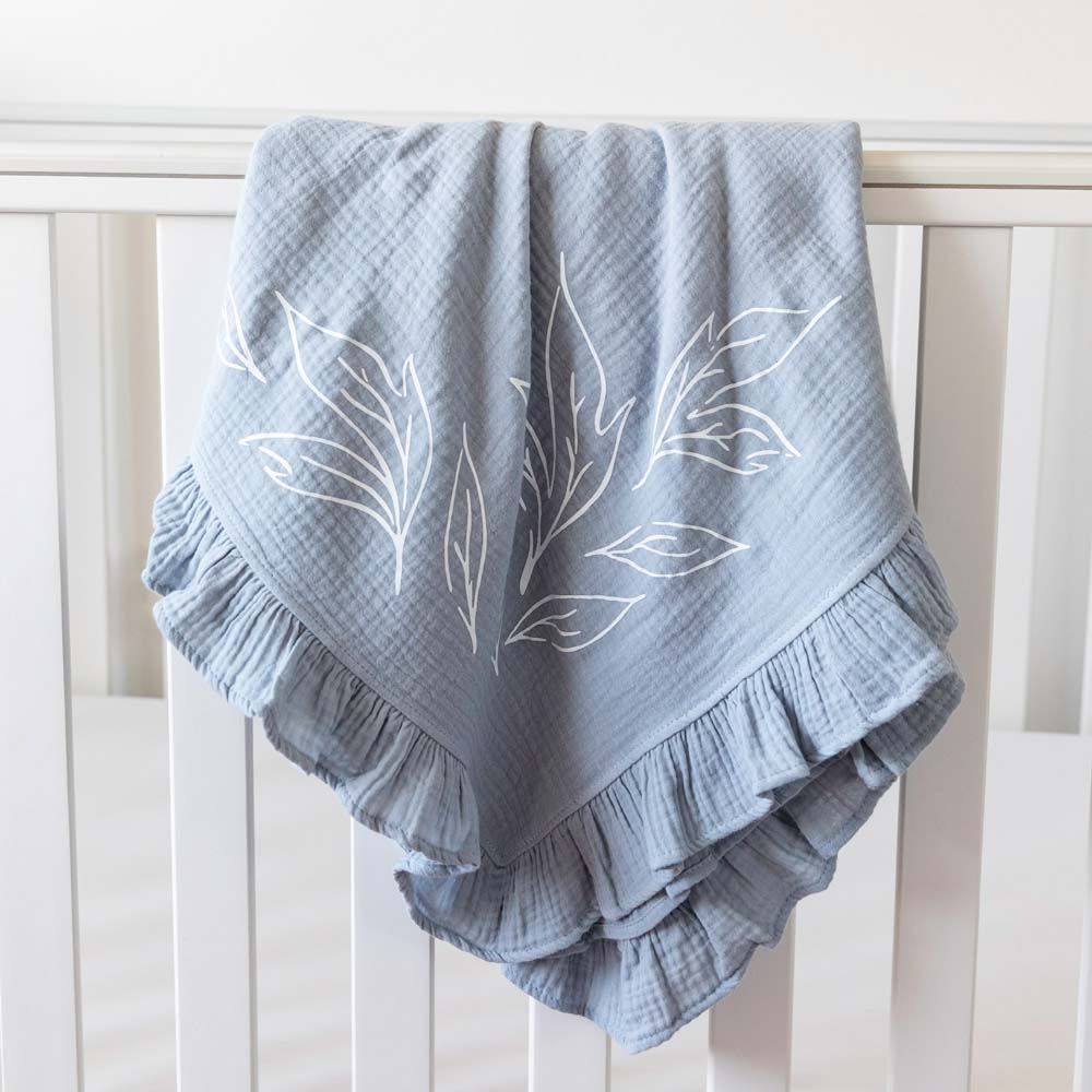 Pioen Baby - Petiole Ruffle Baby Blanket - Blue