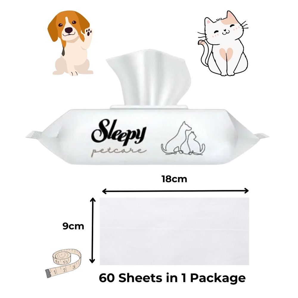 Sleepy - Petcare Pet Wipes - Natıral Bamboo - 60 Pcs