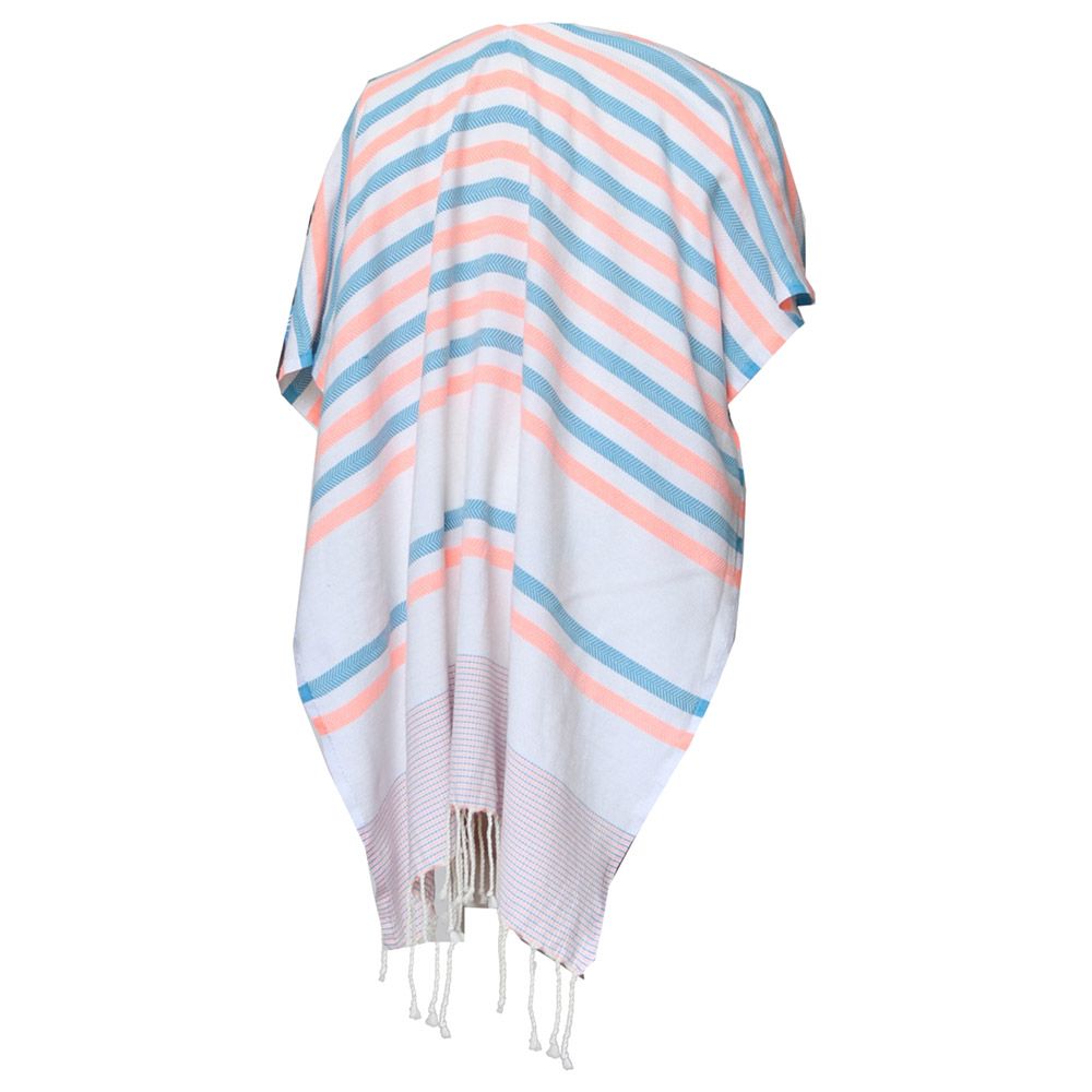 Hammam Corner - 100% Recycled Cotton Wave lux Beach Ponchos - Blue Pink