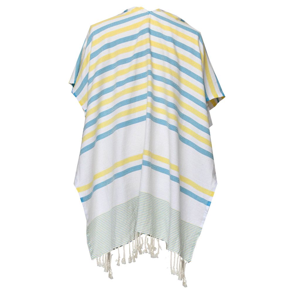 Hammam Corner - 100% Recycled Cotton Wave lux Beach Poncho - Blue Yellow