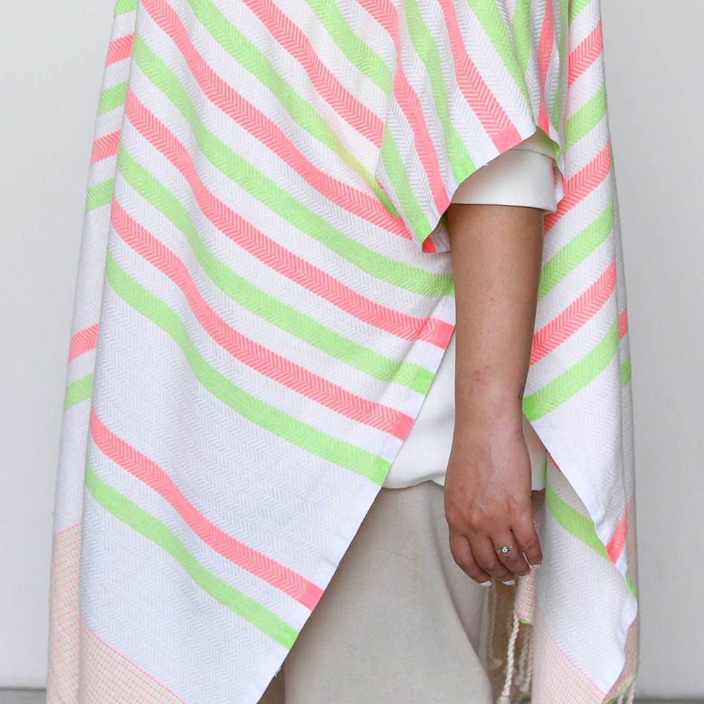 Hammam Corner - 100% Recycled Cotton Wave lux Beach Poncho - Granny Pink