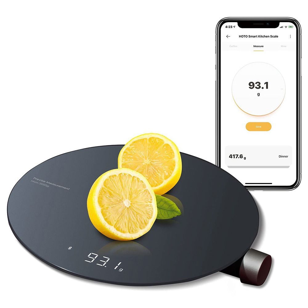 Hoto - Qwcfc001 Stylish Bluetooth Kitchen Scale With Lcd Display - Black