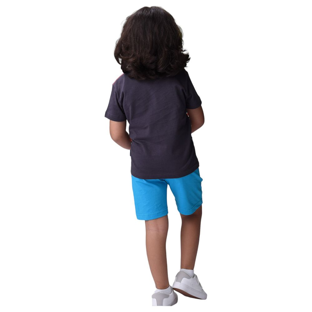 Victor and Jane - 2pc-Set - Boy's Cotton T-Shirt and Shorts - Charcoal