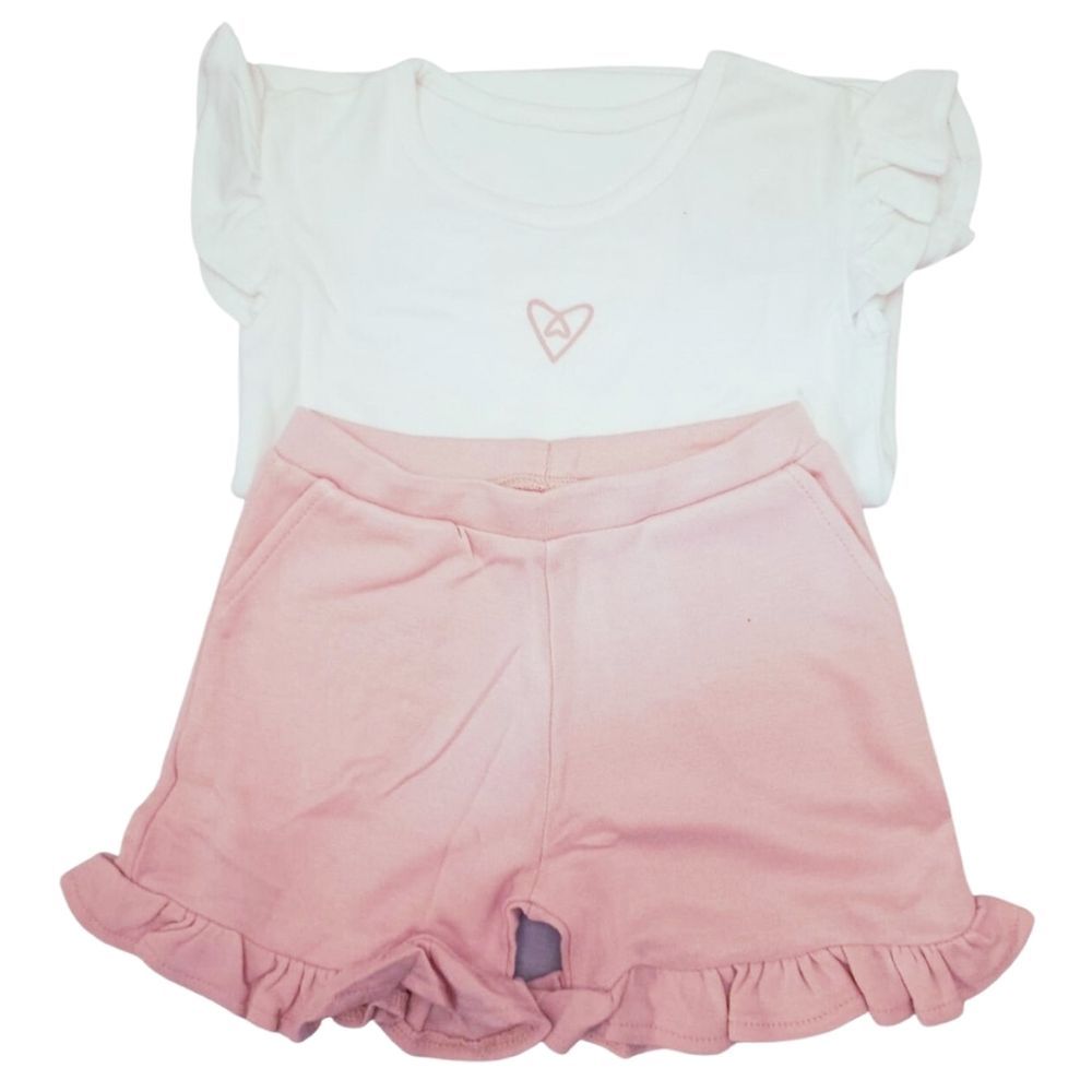 Forever Cute - 2pc-Set - Shirt & Ruffle Shorts