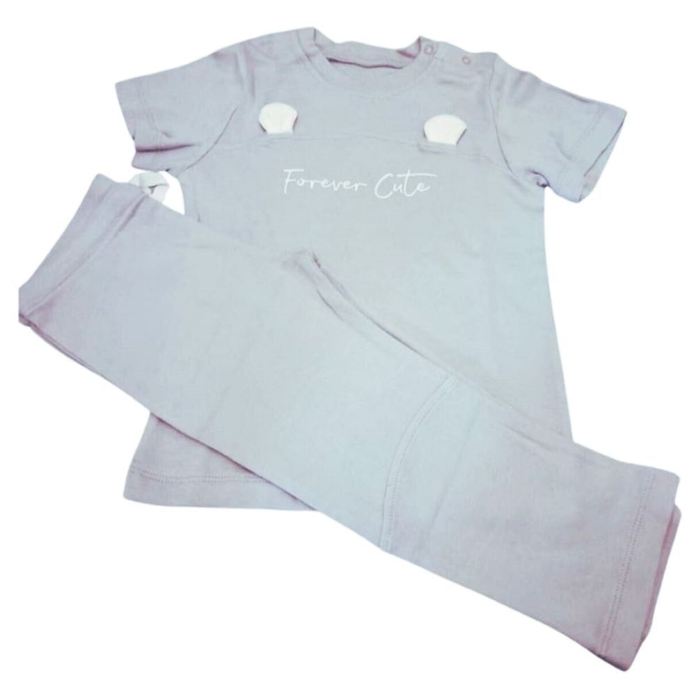 Forever Cute - 2pc-Set - Bear Themed Shirt & Pants - Grey