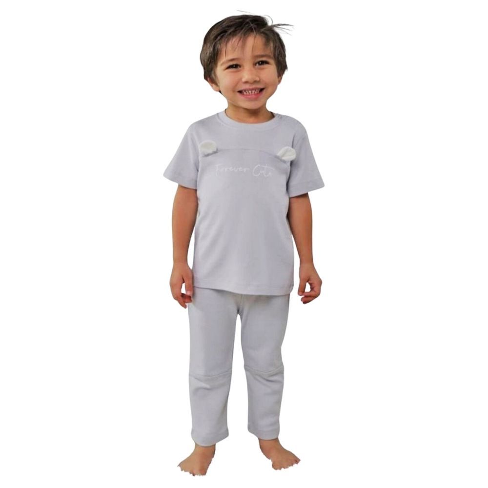 Forever Cute - 2pc-Set - Bear Themed Shirt & Pants - Grey