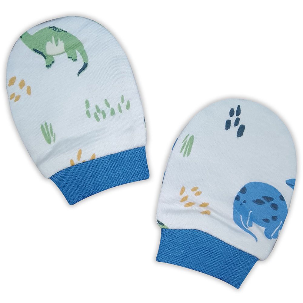 Smart Baby - Baby Boy Printed Mittens - White