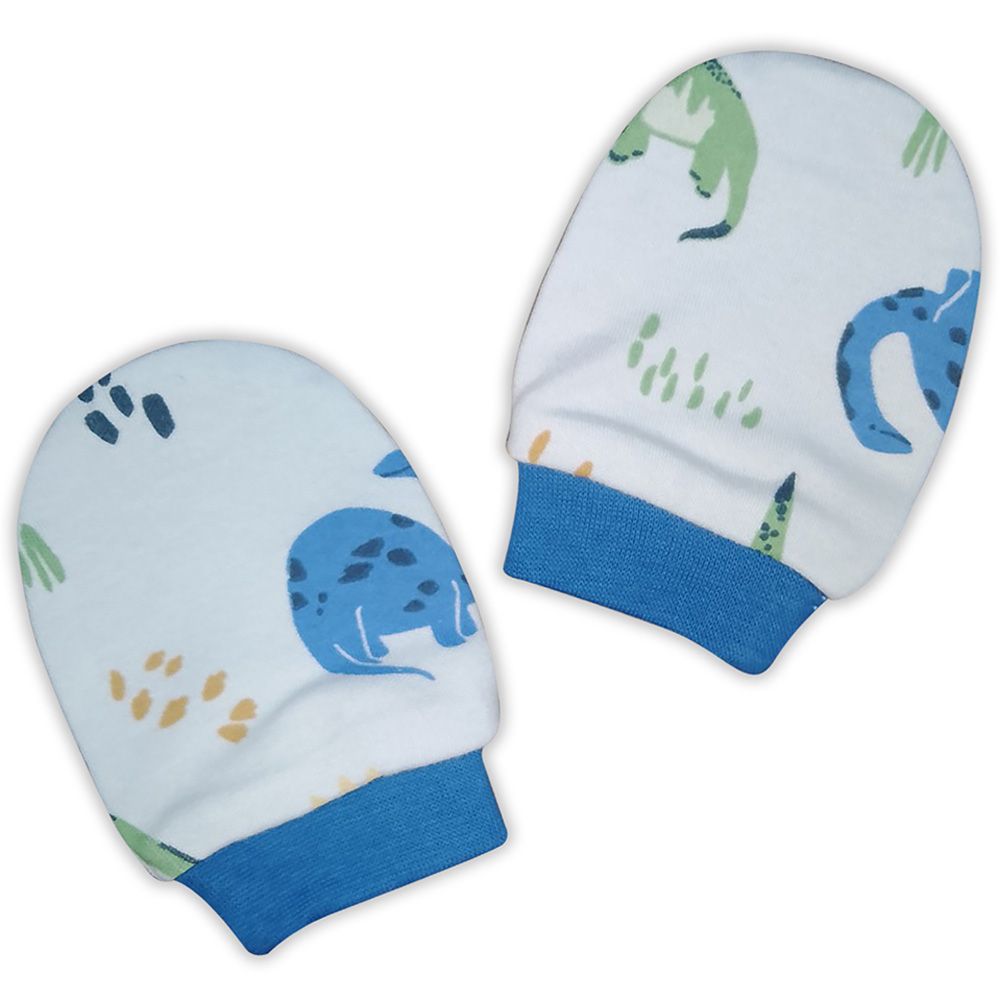 Smart Baby - Baby Boy Printed Mittens - White