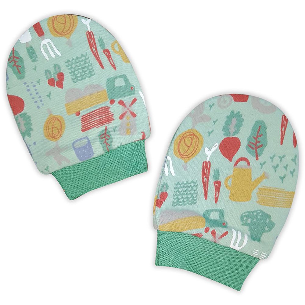 Smart Baby - Baby Boy Printed Mittens - Green