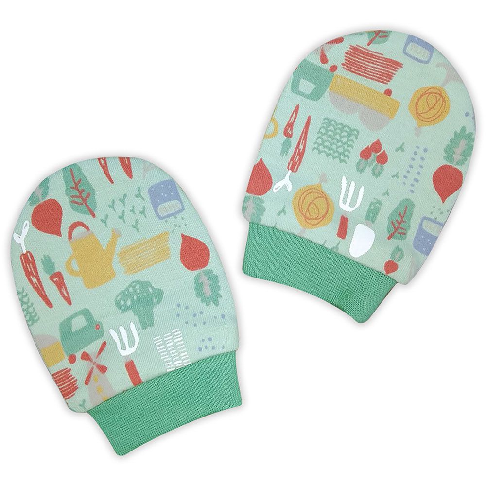 Smart Baby - Baby Boy Printed Mittens - Green