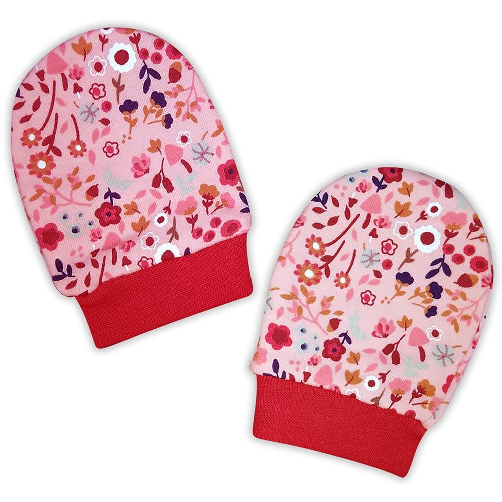 Smart Baby - Baby Girl Printed Mittens - Red