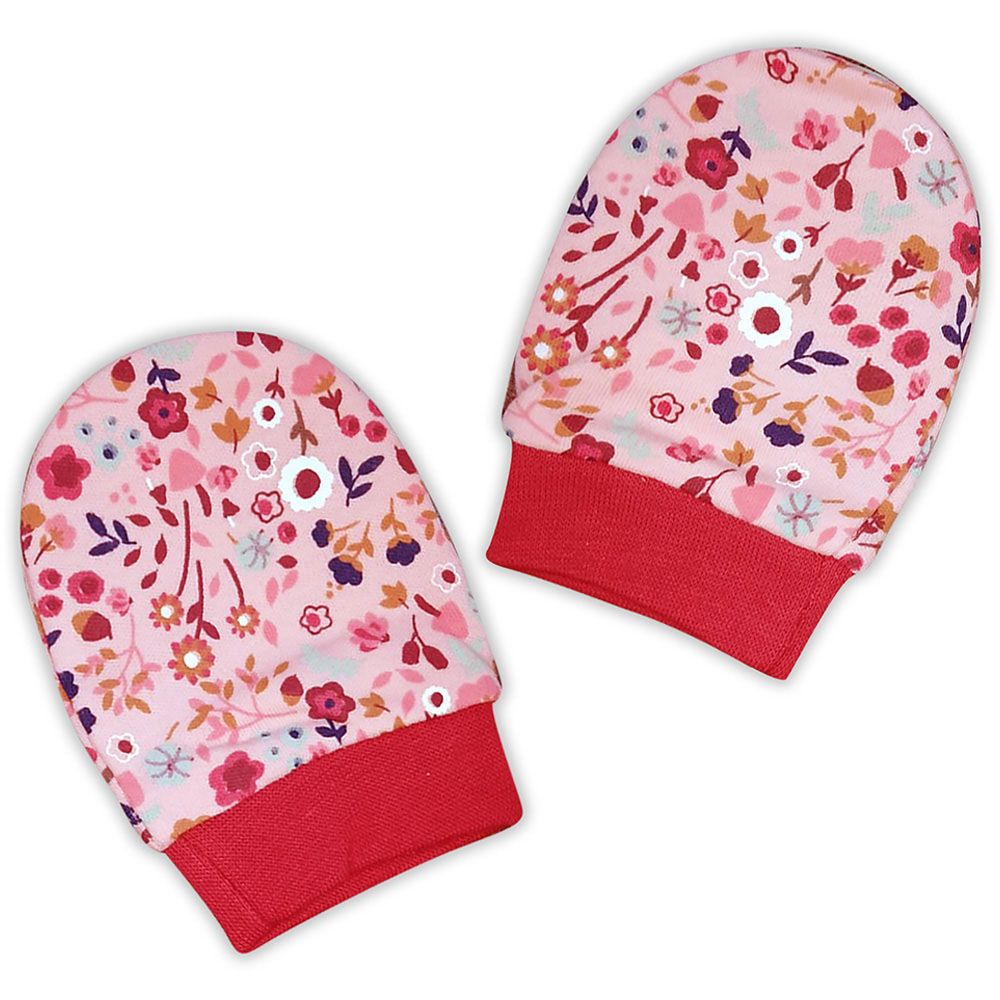 Smart Baby - Baby Girl Printed Mittens - Red