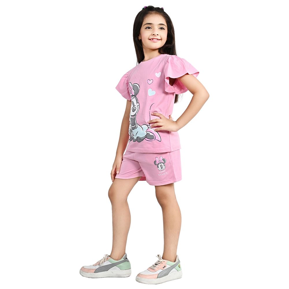 Minnie Mouse - 2pc-Set - Girl Half Sleeve Top w/ Shorts - Pink