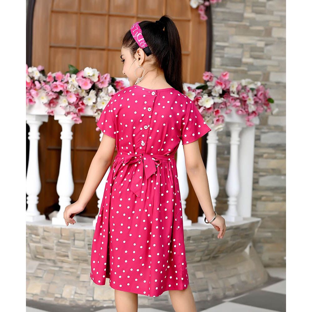 Flower Girl - Girl's Printed Dress - Fusia