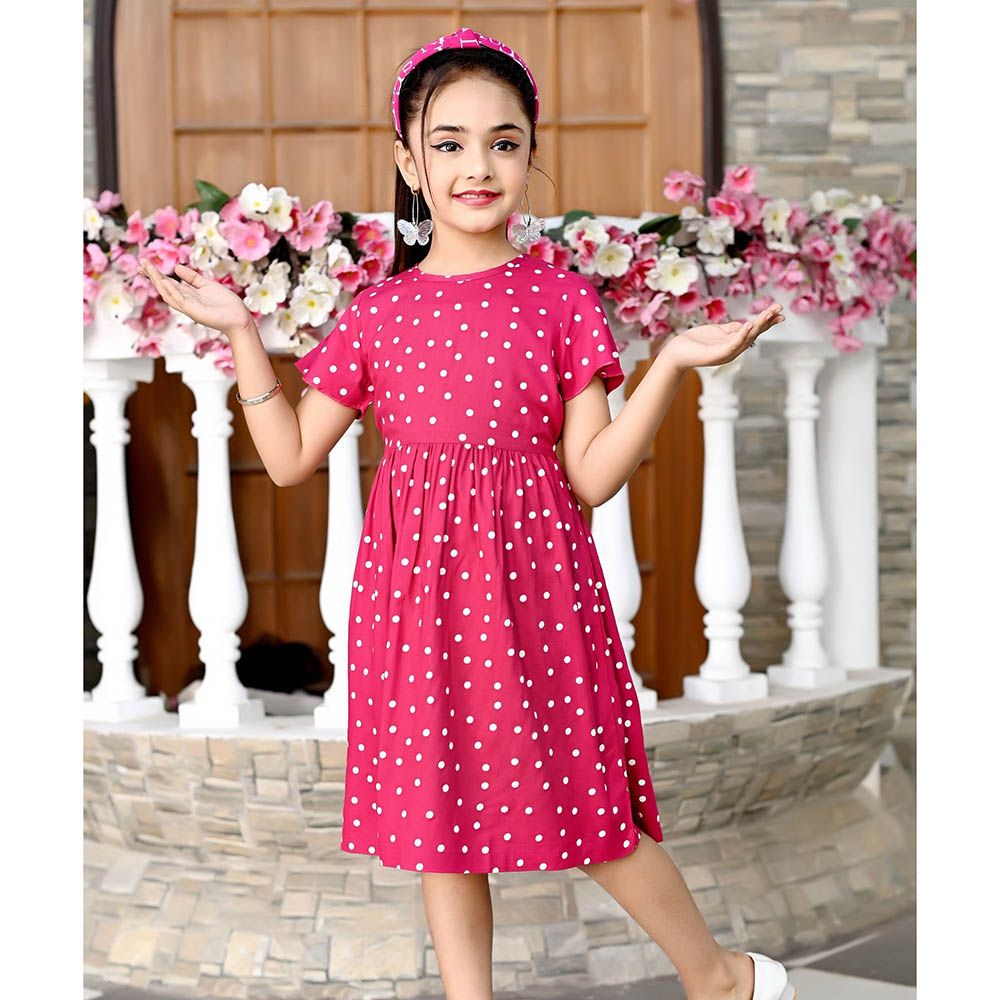 Flower Girl - Girl's Printed Dress - Fusia