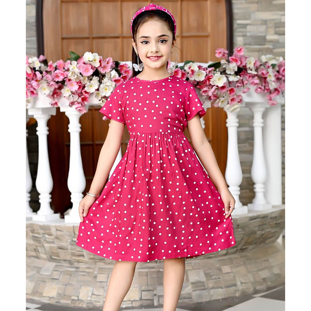 Flower Girl - Girl's Printed Dress - Fusia