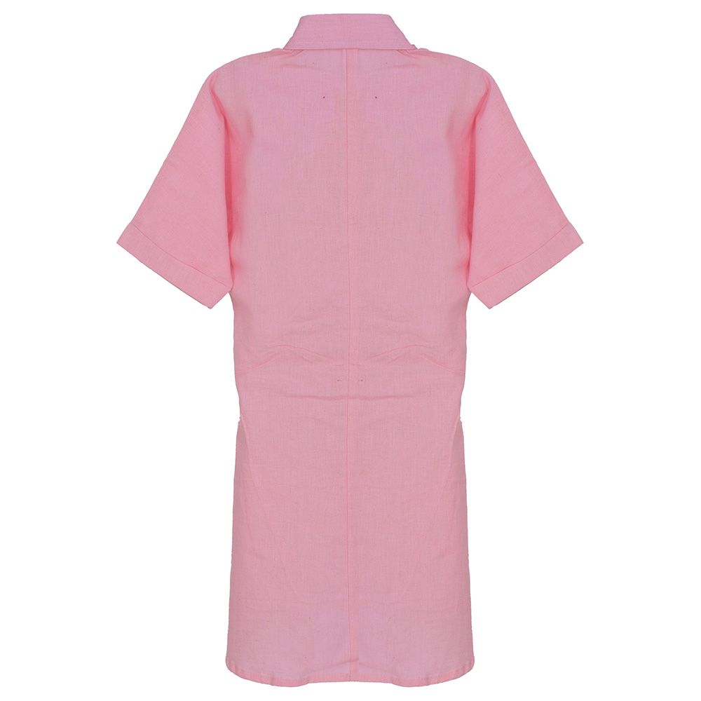 Flower Girl - Girl's Collar Neck Plain Dress - Pink