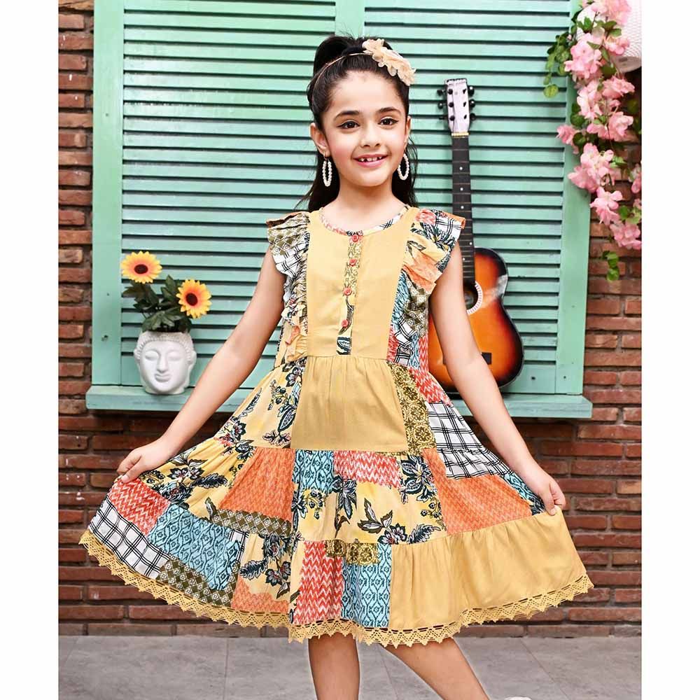 Flower Girl - Girl's Round Neck Sleeveless Printed Dress