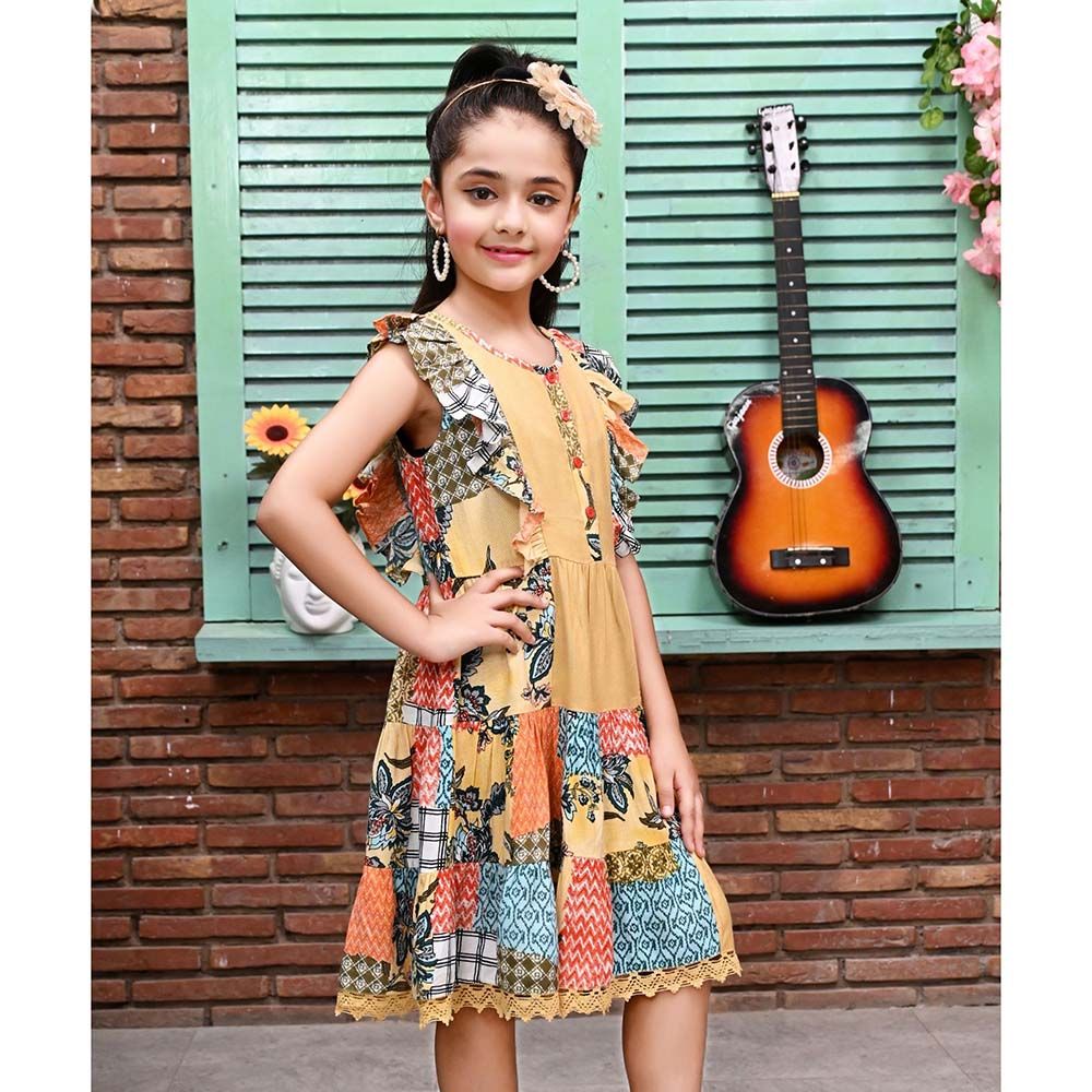 Flower Girl - Girl's Round Neck Sleeveless Printed Dress