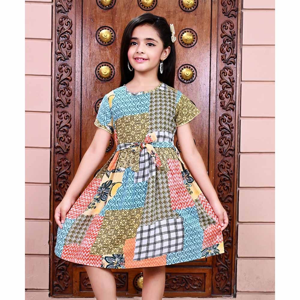 Flower Girl - Girl's Round Neck Half Sleeve Printed Dress