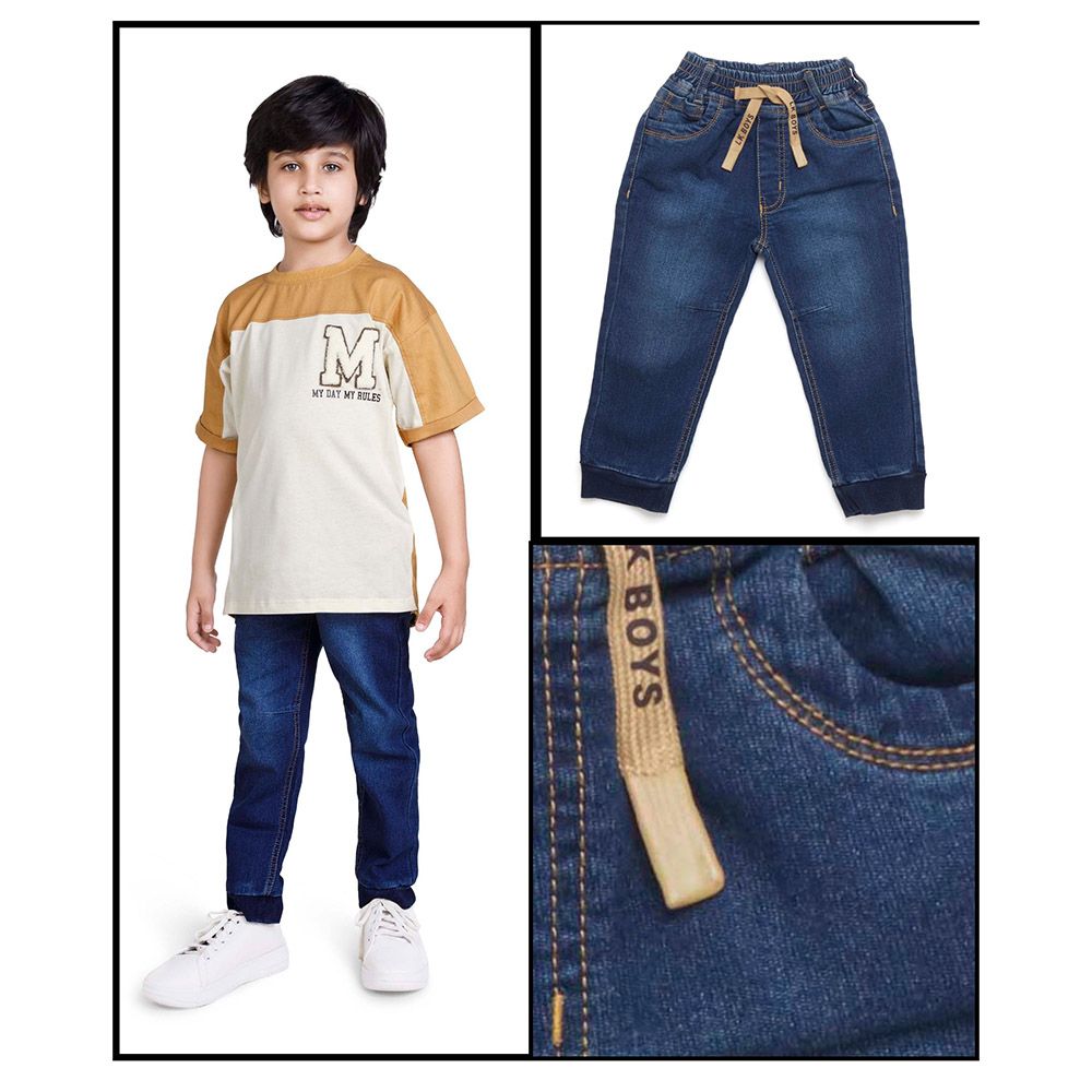 Little Kangaroos - Boy Full Elastic Denim Jeans - Dark Blue