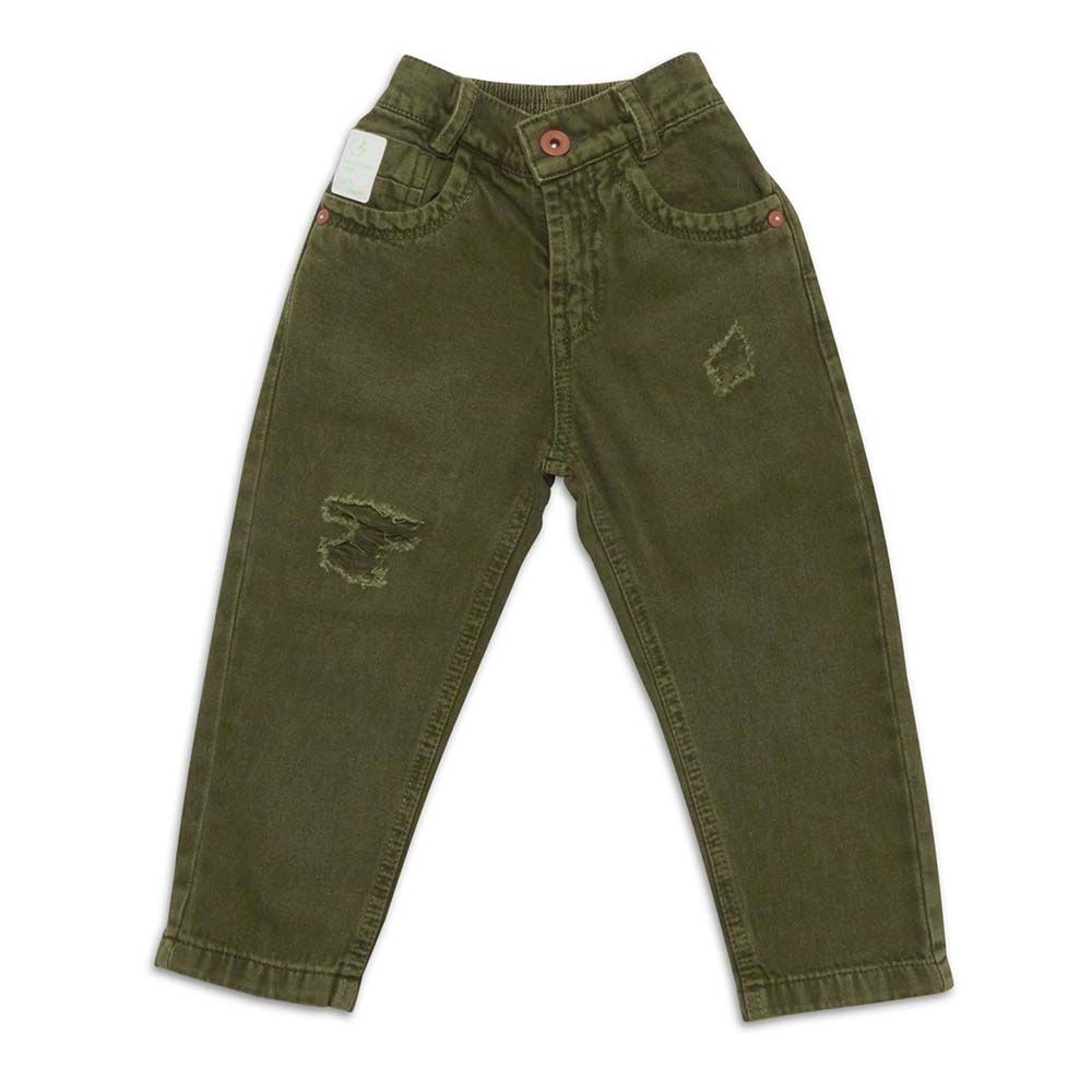 Little Kangaroos - Boy Semi Elastic Denim Jeans - Olive