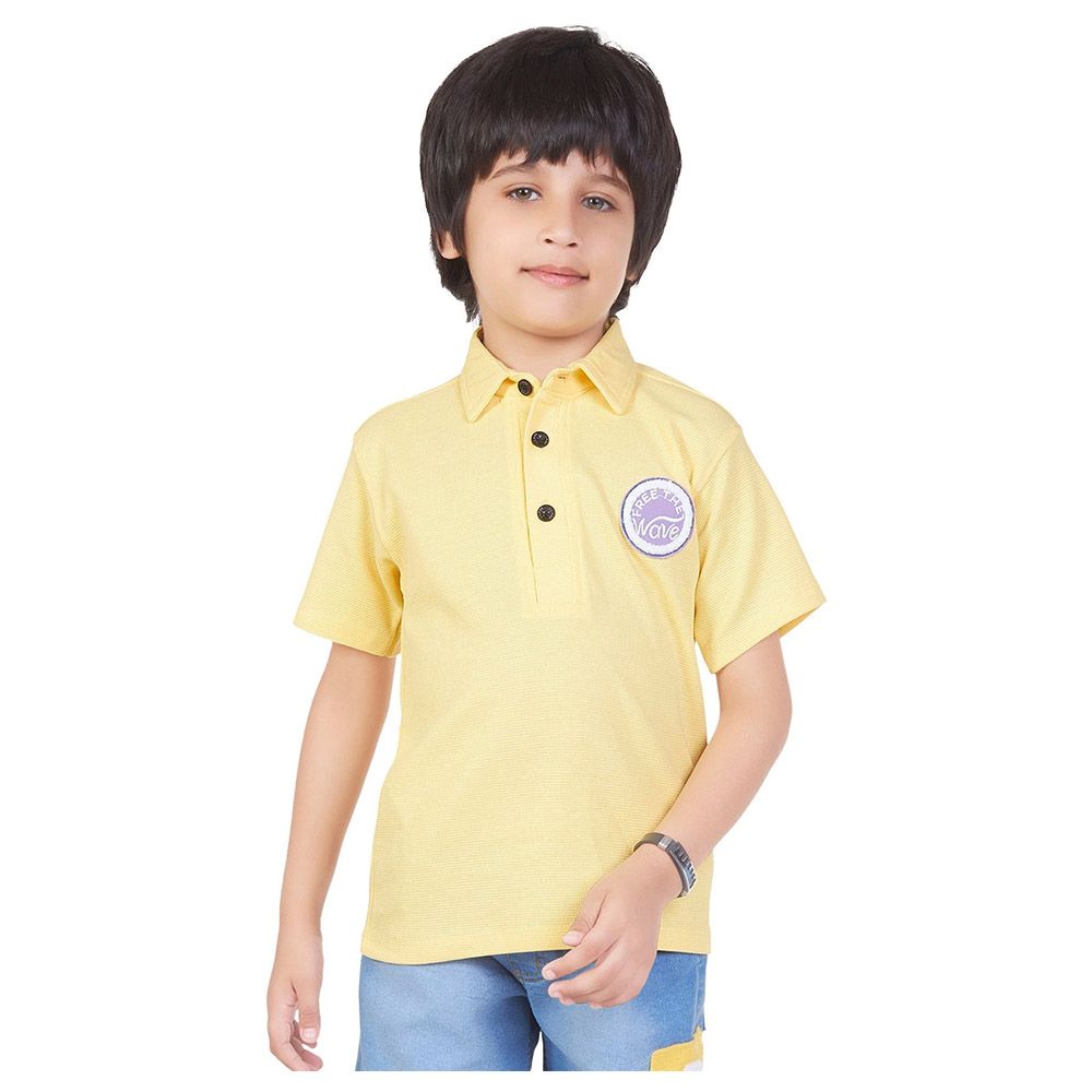 Little Kangaroos - Boy Collar Neck Half Sleeve Polo T-Shirt - Yellow