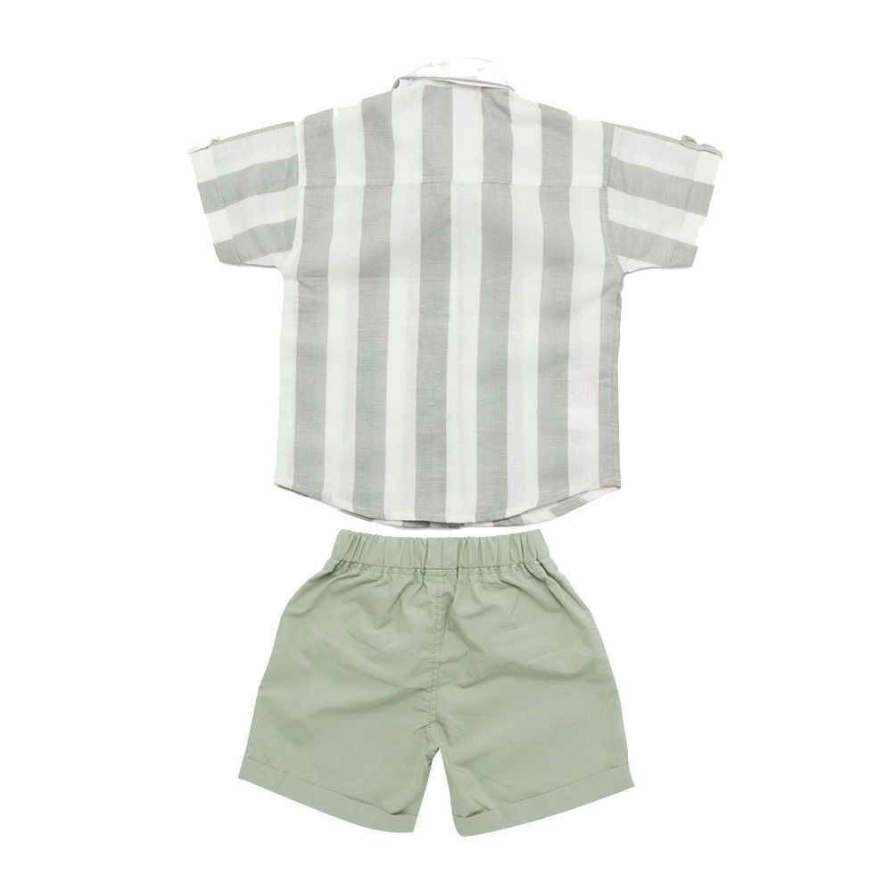 Little Kangaroos - 2pc-Set - Baby Boy Stripes Shirt & Shorts - Pista