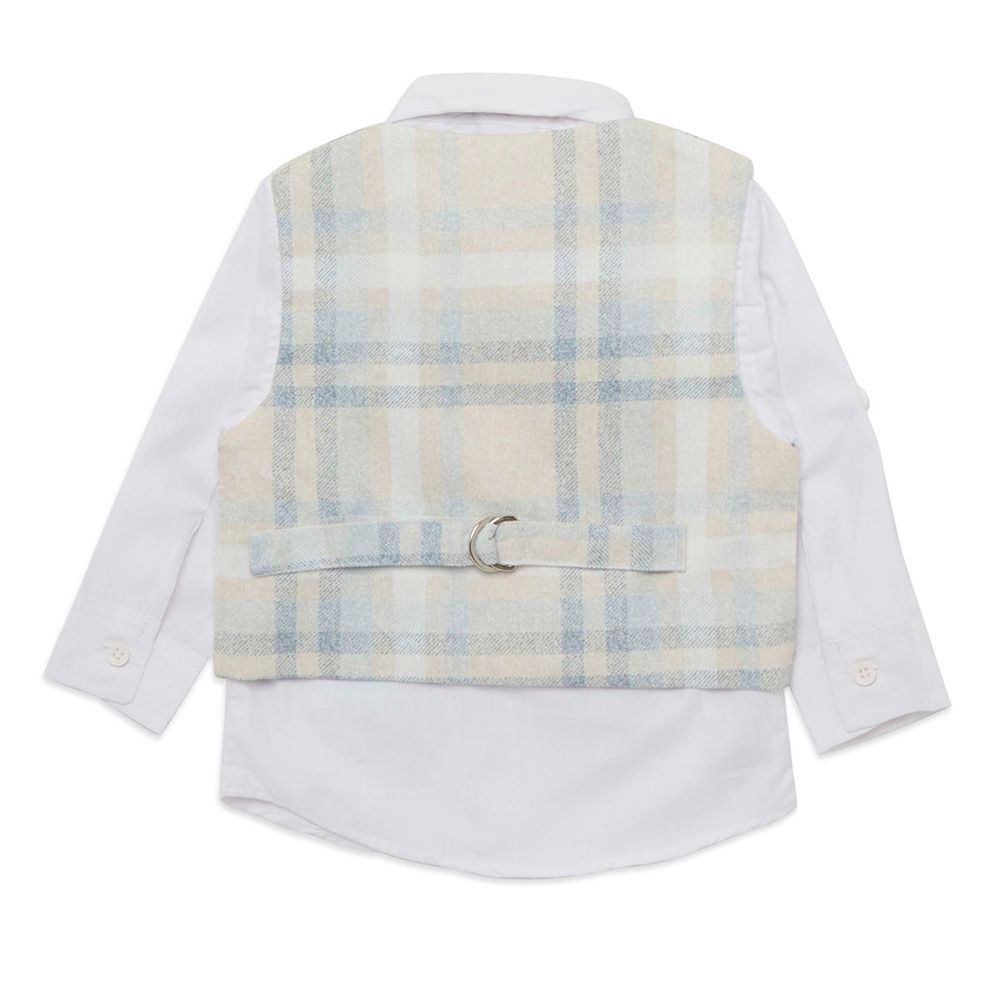 Little Kangaroos - 3pc-Set - Baby Boy Shirt, Waistcoat & Pants - White/Blue