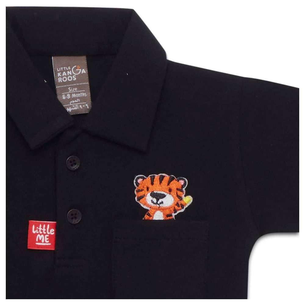 Little Kangaroos - Baby Boy Half Sleeve Polo T-Shirt - Black