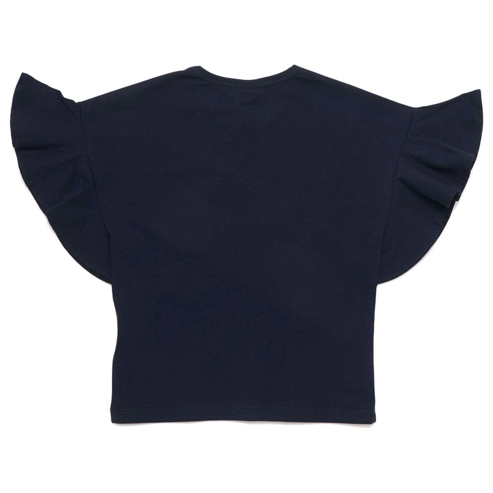 Little Kangaroos - Girl Round Neck Seashell T-Shirt - Navy