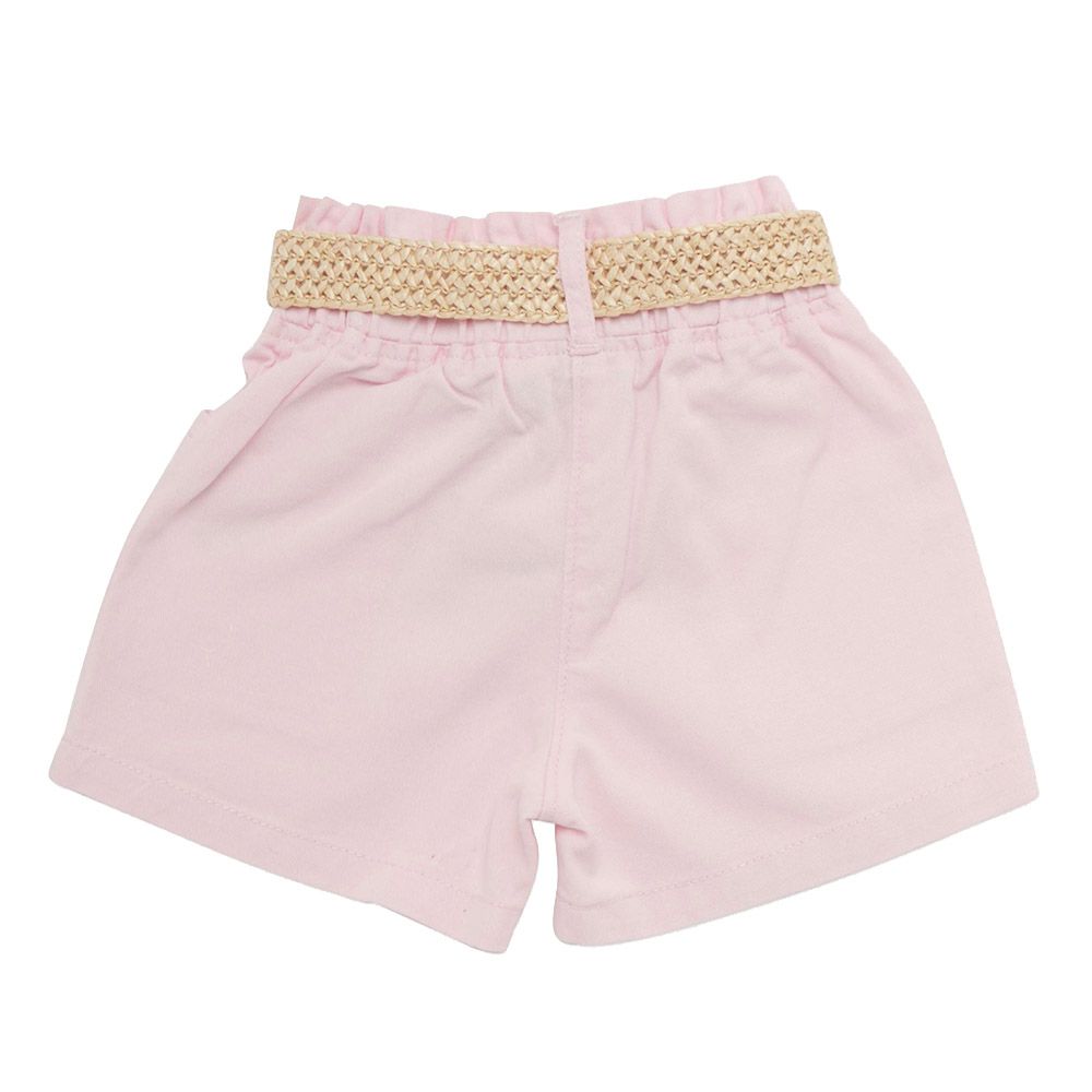 Little Kangaroos - 2pc-Set - Girl Woven Shorts w/ Fancy Belt - Pink