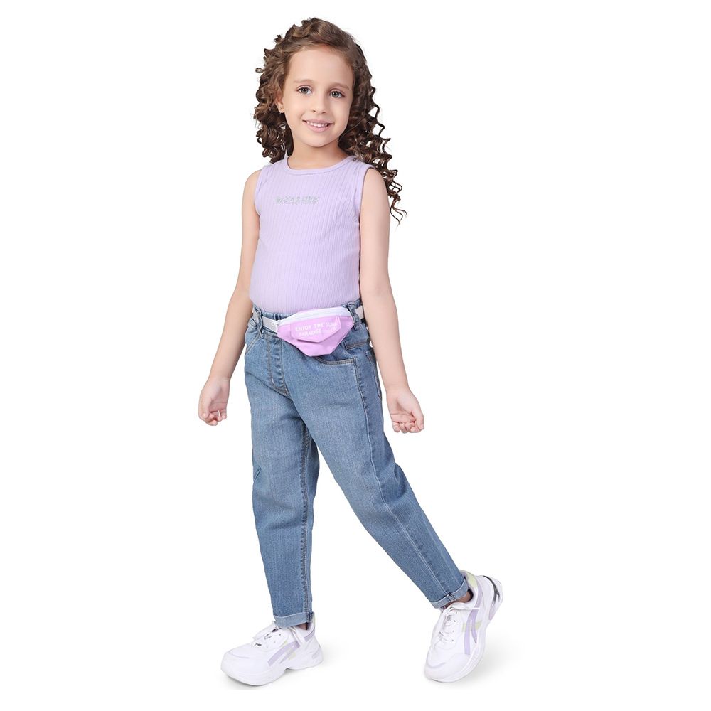 Little Kangaroos - Girl Elasticated Denim Mom Fit Jeans - Light Blue