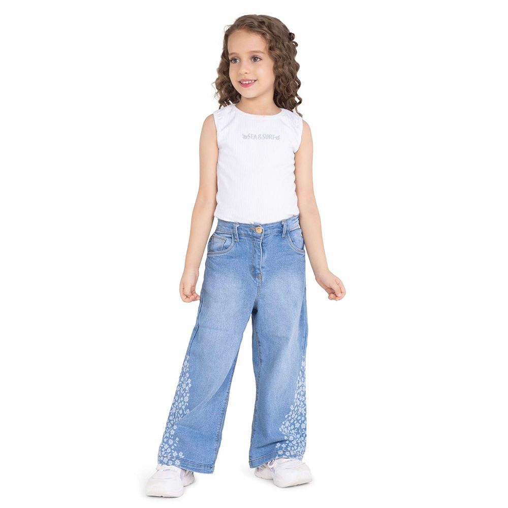 Little Kangaroos - Girl Semi Elastic Denim Jeans - Light Blue