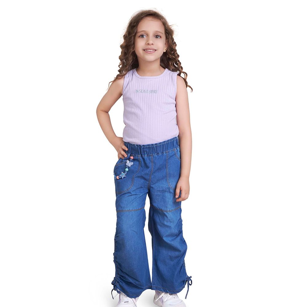 Little Kangaroos - Girl Full Elastic Denim Jeans - Light Blue