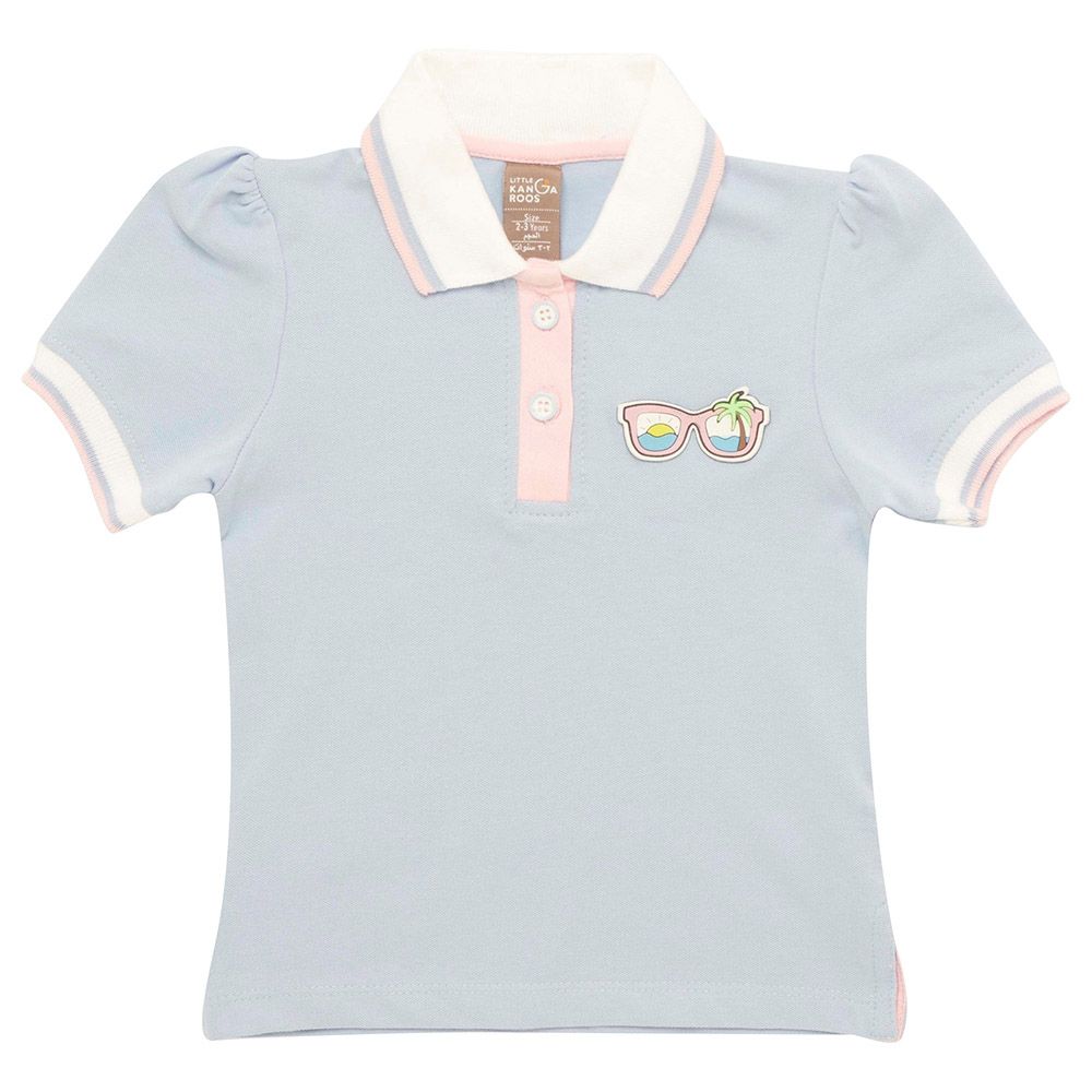 Little Kangaroos - Girl Short Sleeve Polo T-Shirt - Bigal Blue