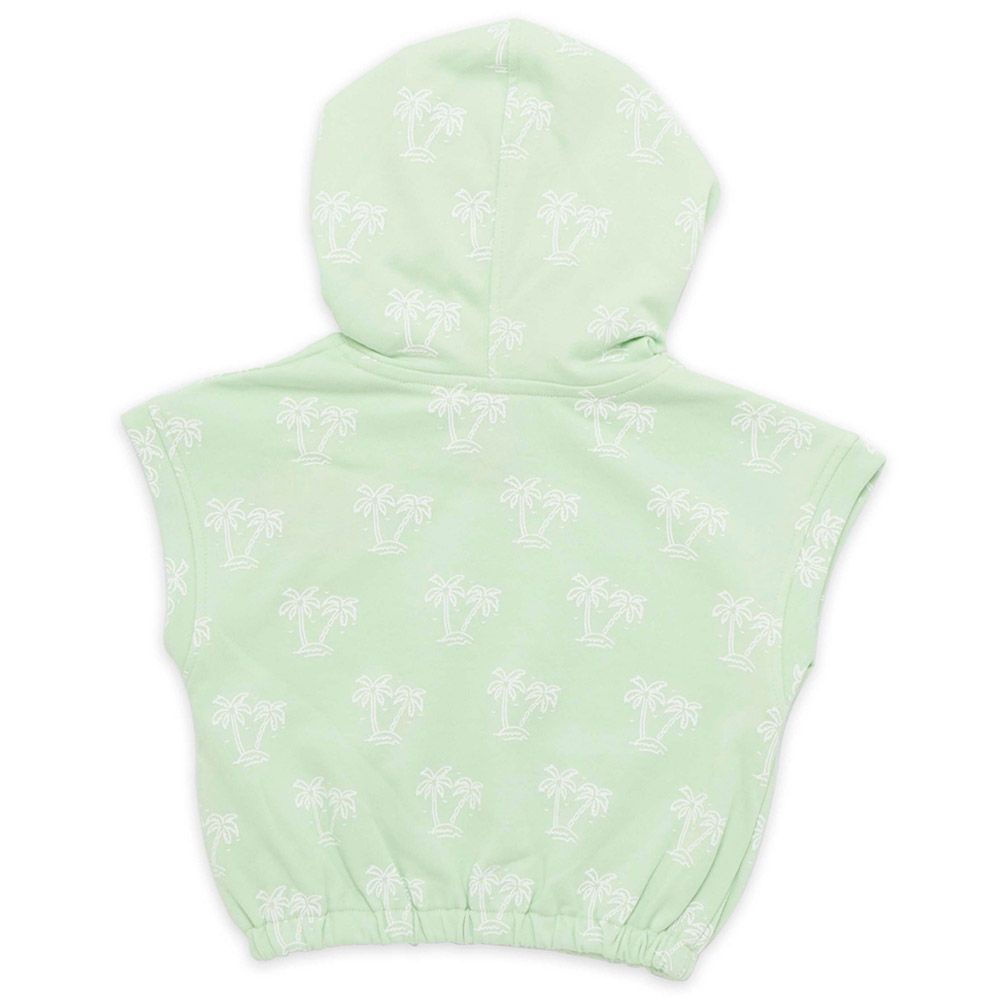 Little Kangaroos - Girl Sleeveless Hooded Tropical Print T-Shirt - Mint