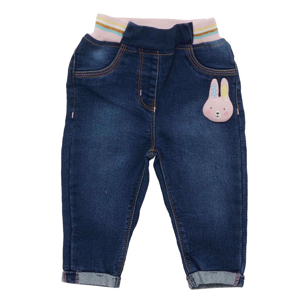 Little Kangaroos - Baby Girl Full Elastic Denim Jeans - Dark Blue