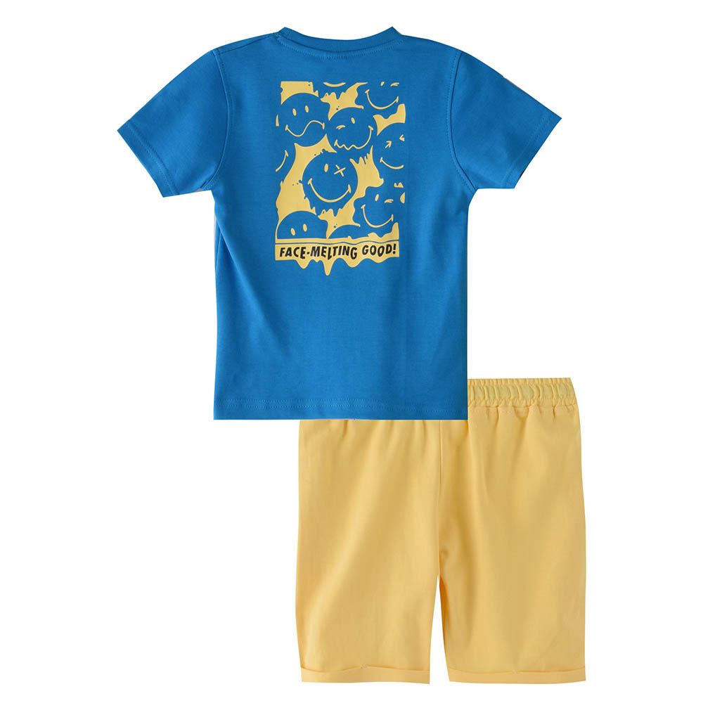 Genius - 2pc-Set - Boy's Half Sleeve T-Shirt w/ Bermuda Shorts - Blue/Ivory