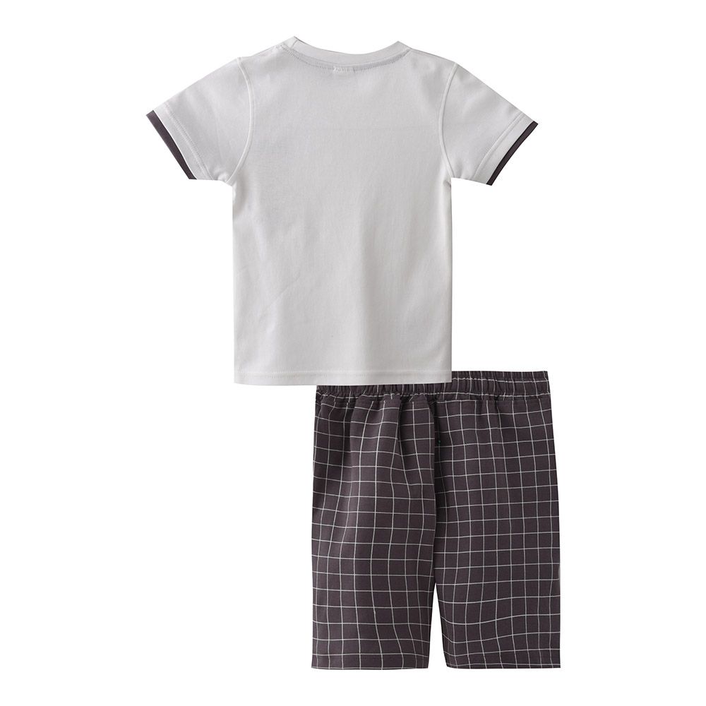 Genius - 2pc-Set - Boy's Short Sleeve T-Shirt w/ Bermuda Shorts - White/Grey