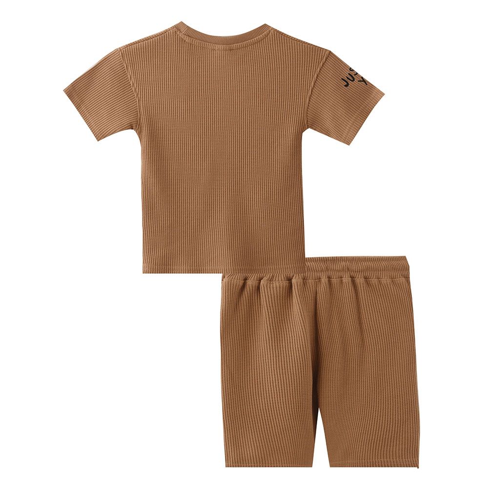 Genius - 2pc-Set - Boy's Pocket Print Short Sleeve T-Shirt w/ Bermuda Shorts - Brown